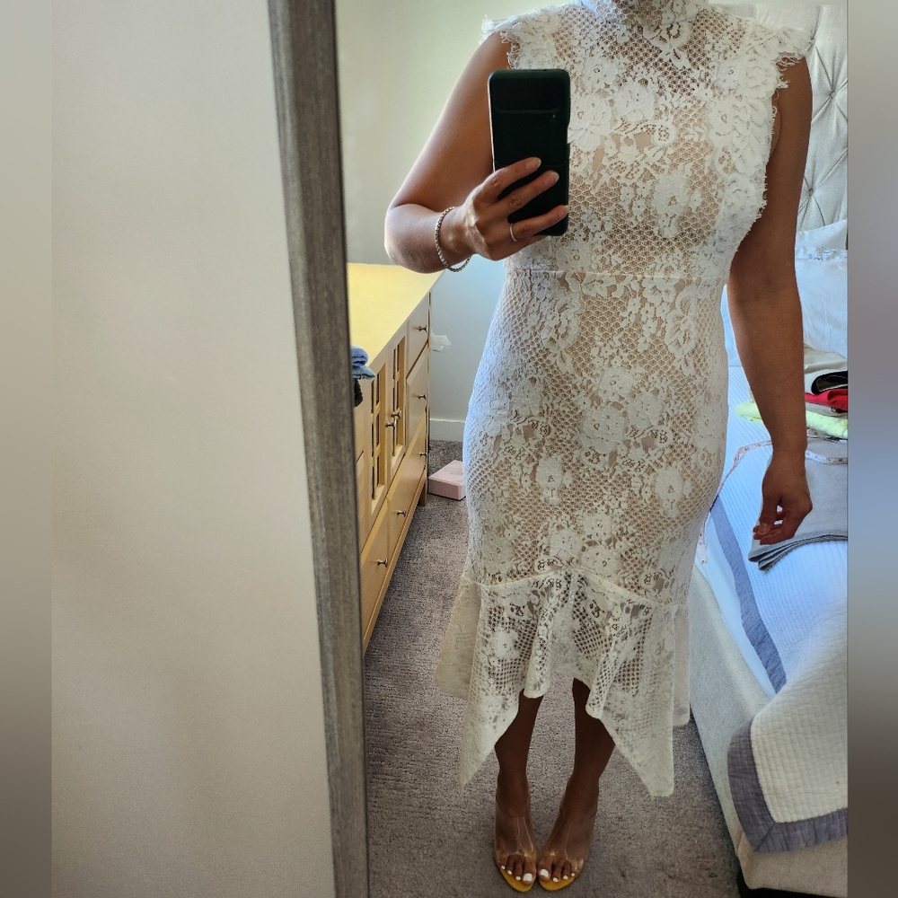 White Lace Midi Dress
